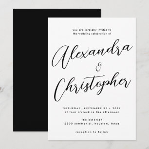 Elegant Black Flourish Calligraphy Wedding Invitation