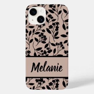 Elegant Black Flowers on Dusty Pink Botanical Case-Mate iPhone 14 Case