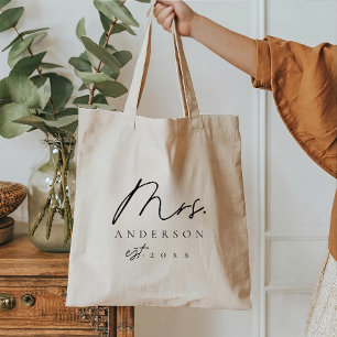 Elegant Black Font Custom Mrs Tote Bag