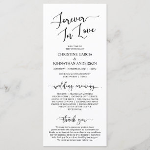 Elegant Black, Forever in Love, Wedding Ceremony Programme