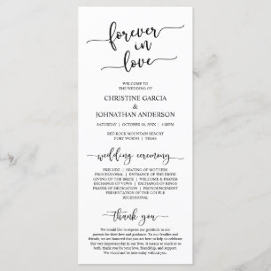 Elegant Black, Forever in Love, Wedding Ceremony Programme