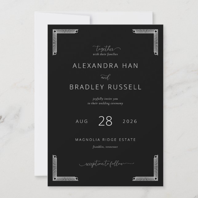 Elegant Black Formal Invitations (Front)