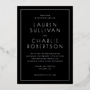 Elegant Black Formal Wedding Invitation