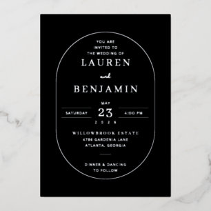 Elegant Black Formal Wedding Invitation