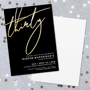 Elegant Black Forty 30th Birthday Gold