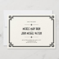Elegant Black Frame Art Deco Save the Date Card