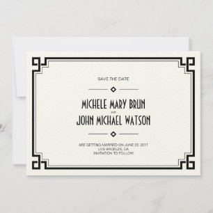 Elegant Black Frame Art Deco Save the Date Card