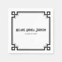 Elegant Black Frame Artdeco Graduation Napkin
