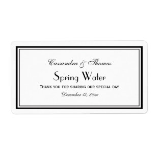 Elegant Black Framed H Water Bottle Label