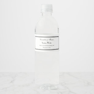 Elegant Black Framed H Water Bottle Label