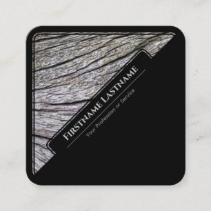 Elegant black framed wooden style wood grain square business card