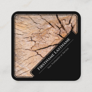 Elegant black framed wooden style wood grain square business card