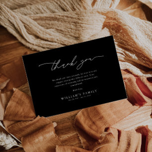 Elegant Black Funeral Thank You Card