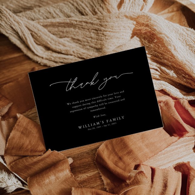 Elegant Black Funeral Thank You Card (Creator Uploaded)