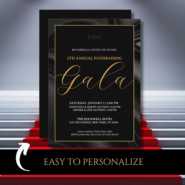 Elegant Black Gala Fundraising Event Invitation (Creator Uploaded)