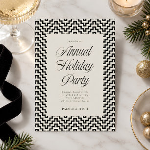 Elegant Black Geometric Corporate Holiday Party Invitation