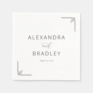 Elegant Black Geometric Lines Napkin