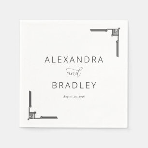 Elegant Black Geometric Minimalism Napkin