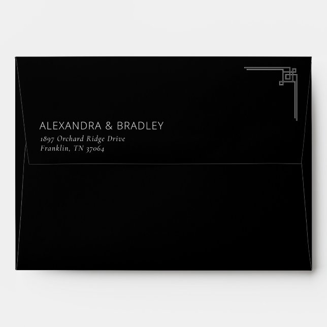 Elegant Black Geometric Minimalist Envelope (Back (Top Flap))