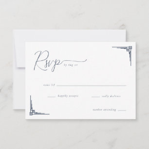 Elegant Black Geometric RSVP Card