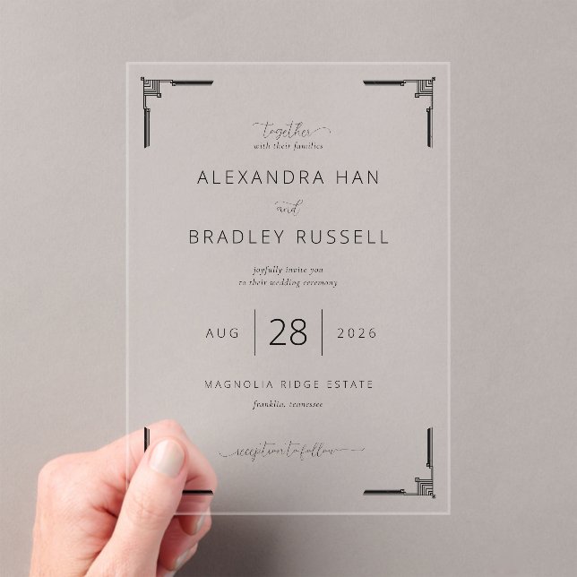 Elegant Black Geometric Wedding Invitation (Insitu (Handheld))