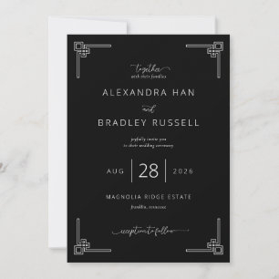Elegant Black Geometric Wedding Invitations