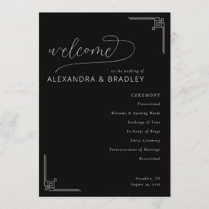 Elegant Black Geometric Wedding Programme