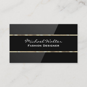 Elegant Black Gloss   Gold Trim  Business Card