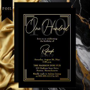 Elegant Black Gold 100th Birthday Art Deco Party