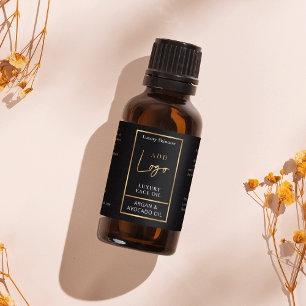Elegant Black & Gold 1 OZ Oil Dropper Bottle Label