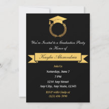 Elegant Black & Gold 2025 Graduation Invitation