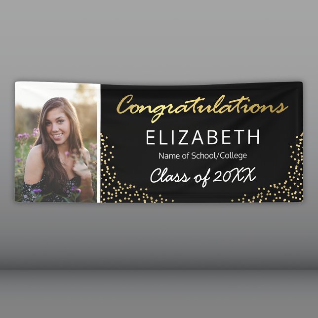Elegant Black Gold 2025 Graduation Photo Banner (Creator Uploaded)