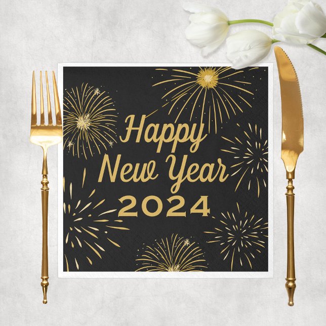 Elegant Black Gold 2025 Happy New Year Party Napkin (Elegant Black Gold 2025 Happy New Year Party Napkins
)
