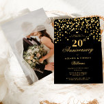 Elegant Black & Gold 20th Wedding Anniversary  Invitation<br><div class="desc">Mark two decades of love and commitment with our Elegant Black And Gold 20th Wedding Anniversary Invitation. This exquisite design combines classic sophistication with a touch of glamour, featuring a timeless black backdrop adorned with shimmering gold accents. Perfect for commemorating this significant milestone, this invitation sets the stage for an...</div>