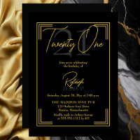Elegant Black Gold 21st Birthday Art Deco Party