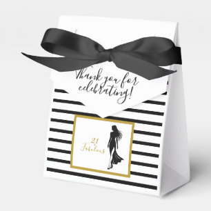 Elegant Black Gold 21st Birthday Milestone Party Favour Box