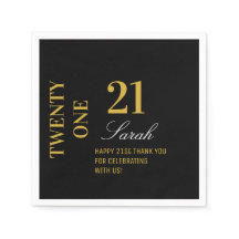 Elegant Black & Gold 21st Birthday Party Cocktail