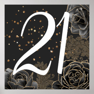 Elegant Black Gold 21st Birthday Poster