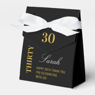 Elegant Black & Gold 30th Birthday Party Favour Box