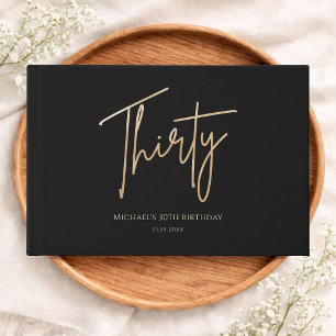 Elegant Black & Gold 30th Birthday Party Guest Book
