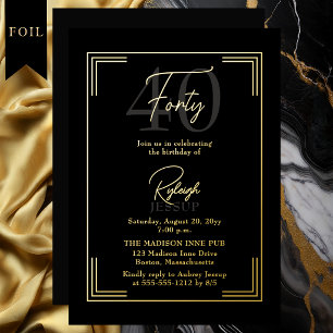 Elegant Black Gold 40th Birthday Art Deco Party