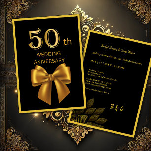 elegant black & Gold 50th anniversary wedding card