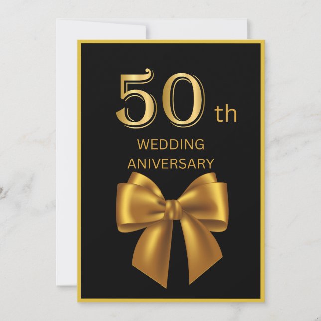 elegant black & Gold 50th anniversary wedding card (Front)