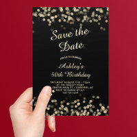 Elegant Black Gold 50th Birthday