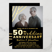 Elegant Black & Gold 50th Wedding Anniversary