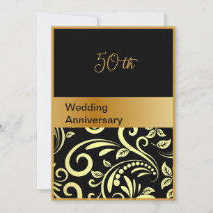 elegant black gold 50th wedding anniversary card
