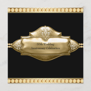Elegant Black Gold 50th Wedding Anniversary Invitation