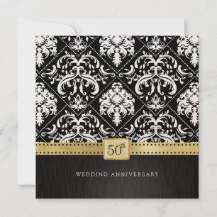 Elegant Black & Gold 50th Wedding Anniversary Invitation