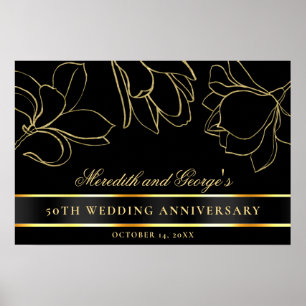 Elegant Black Gold 50th Wedding Anniversary Poster