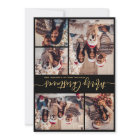 Elegant Black Gold 5 Photo Collage Christmas 